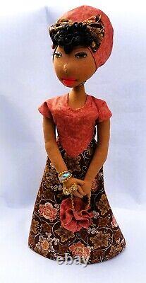 17'' Black Doll? #396 Njema? African-American Art 15''-#Doll-#handmade