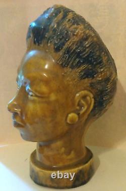 1940's African American Woman Art Pottery Bust Sculpture J Waggoner (1927-2012)