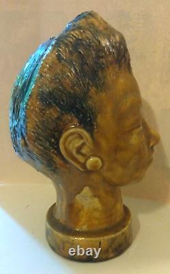 1940's African American Woman Art Pottery Bust Sculpture J Waggoner (1927-2012)