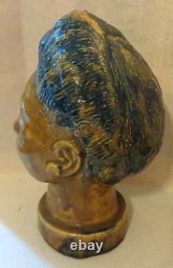 1940's African American Woman Art Pottery Bust Sculpture J Waggoner (1927-2012)