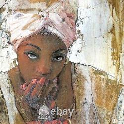 28Wx36H SECRETS KEPT by MARTA WILEY ETHNIC AFRICAN AMERICAN HAIR WRAP CANVAS