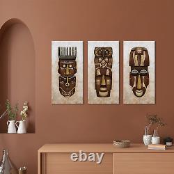 3 Pieces American African Tribal Mask Canvas Wall Art Vintage African Ethnic Art