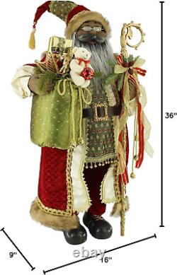 36 Inch Standing Grand African American Black Ethnic Santa Claus Christmas Figu