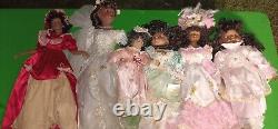 6 African American Porcelain Doll Collector LOT. SOME NEED CLEANING. SOLD AS IS