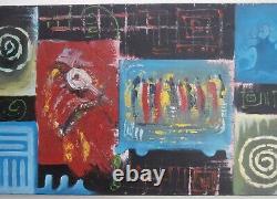 AFRICAN AMERICAN Interest Vintage MCM PAINTING Haiti Symbolism Artist ABSTRACT