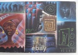 AFRICAN AMERICAN Interest Vintage MCM PAINTING Haiti Symbolism Artist ABSTRACT