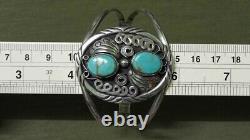 AMERICAN NATIVE VINTAGE 925 STERLING SILVER TURQUOISE BRACELET style Men's Cuff