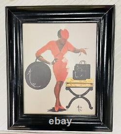 ANNIE LEE PAINTING-Framed-African American-Litho On Canvas-Black Glossy Frame-VG