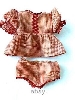 ANTIQUE 12 AFRICAN AMERICAN Handmade Cloth Girl Doll Dress Hair BLACK FOLK ART