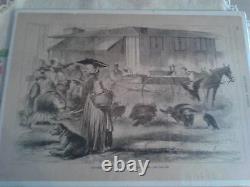 African American Art. Vultures Eating Carcass Charleston SC 1879 engraved print