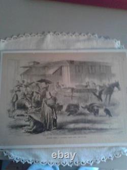 African American Art. Vultures Eating Carcass Charleston SC 1879 engraved print