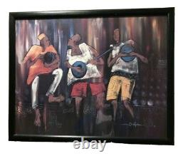 African American Band Playing Music Drums Guitar Cultural Art Framed Print 1991