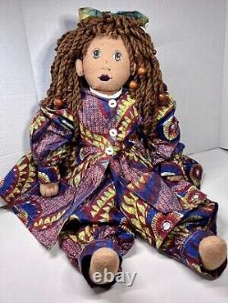 African American Beautiful Doll Black Americana Folk Art 21 Tall