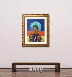 African American Outsider Oil Painting Fabric on Canvas African American Boy