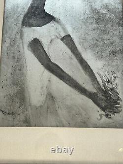 African American Woman Modernist Paint On Silver Leaf Circa 1950s SIGNED