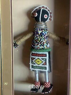 African Folk Art Ndebele Beaded Doll in a shadow box! Made by Sean Caulfield