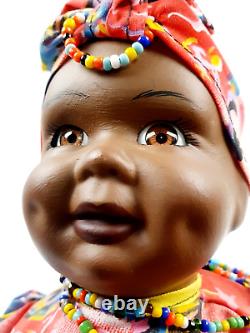 African Porcelain Doll Traditional Clothing Necklace 30cm