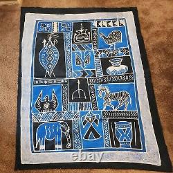 African Textile Art Large VTG Resist Dye Original Fabric Wall Tapestry Zimbabwe