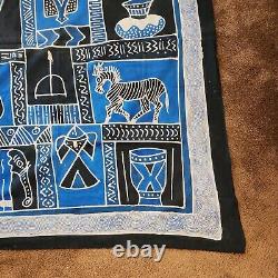 African Textile Art Large VTG Resist Dye Original Fabric Wall Tapestry Zimbabwe