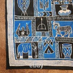 African Textile Art Large VTG Resist Dye Original Fabric Wall Tapestry Zimbabwe