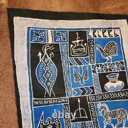 African Textile Art Large VTG Resist Dye Original Fabric Wall Tapestry Zimbabwe