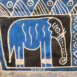 African Textile Art Large VTG Resist Dye Original Fabric Wall Tapestry Zimbabwe