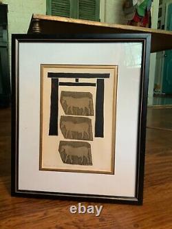 African painting on paper in 1991, signed framed 14x17.5