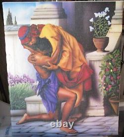 Alan Hicks African American Brotherly Love Giclee On Canvas Painting Unframed