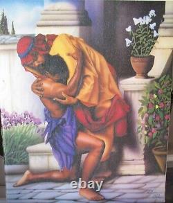 Alan Hicks African American Brotherly Love Giclee On Canvas Painting Unframed