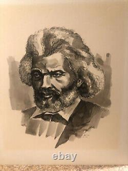 Antique African American Drawing Frederick Douglas