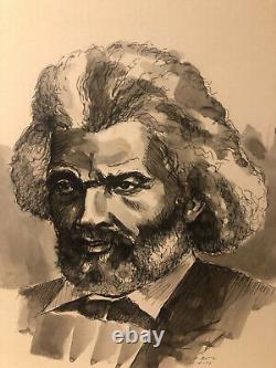 Antique African American Drawing Frederick Douglas