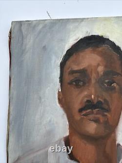 Antique Black Americana Painting Portrait African American Arthur Mystery Oil