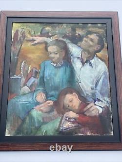 Antique Black Family Painting African American Wpa Regionalism Impressionism Oil