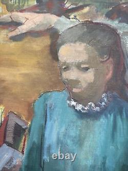 Antique Black Family Painting African American Wpa Regionalism Impressionism Oil