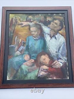 Antique Black Family Painting African American Wpa Regionalism Impressionism Oil