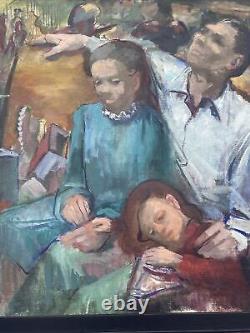 Antique Black Family Painting African American Wpa Regionalism Impressionism Oil