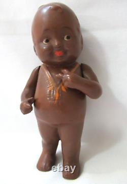 Bathing BABY BUD by EFFANBEE c1918 ethnic brown black doll 7 composition rare