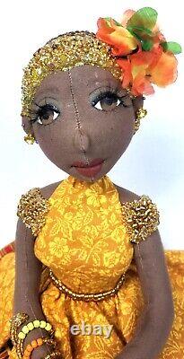 Black Dark complexion African American handmade ooak cloth doll. Francis no. 368