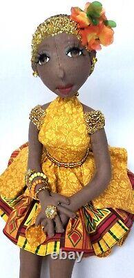 Black Dark complexion African American handmade ooak cloth doll. Francis no. 368