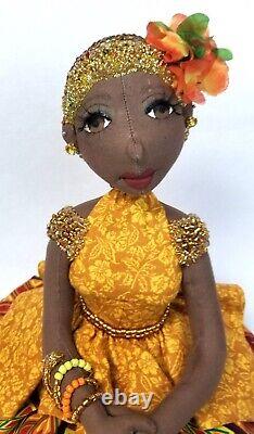 Black Dark complexion African American handmade ooak cloth doll. Francis no. 368