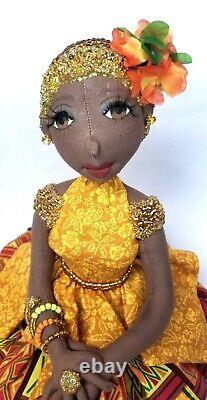 Black Dark complexion African American handmade ooak cloth doll. Francis no. 368