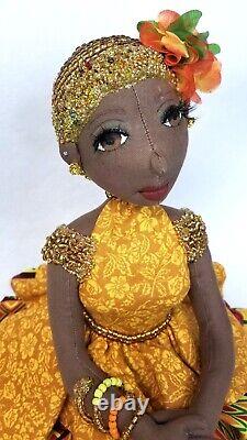 Black Dark complexion African American handmade ooak cloth doll. Francis no. 368