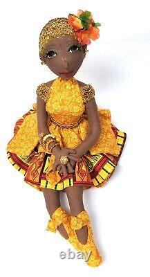 Black Dark complexion African American handmade ooak cloth doll. Francis no. 368