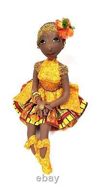 Black Dark complexion African American handmade ooak cloth doll. Francis no. 368