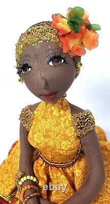 Black Dark complexion African American handmade ooak cloth doll. Francis no. 368