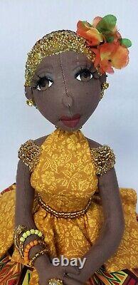 Black Dark complexion African American handmade ooak cloth doll. Francis no. 368