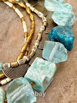 Bohemian Choker Chunky Amazonite, Crystal, Apatite and African Tribal Beads