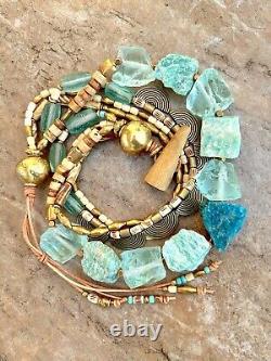 Bohemian Choker Chunky Amazonite, Crystal, Apatite and African Tribal Beads