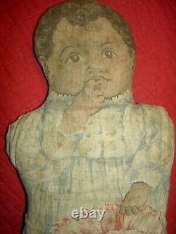 Charming and RARE antique, c1890s, labeled Art Fabric Mills, printed cloth doll