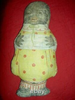 Charming and RARE antique, c1890s, labeled Art Fabric Mills, printed cloth doll